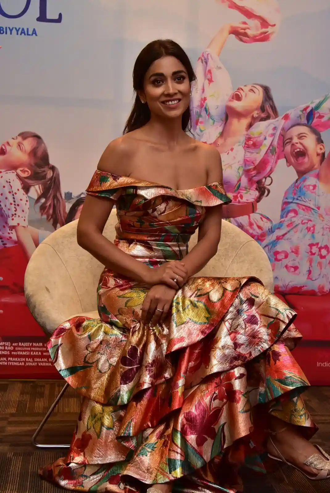 Shriya Saran shines in Long Frock at Music School Movie Promotions