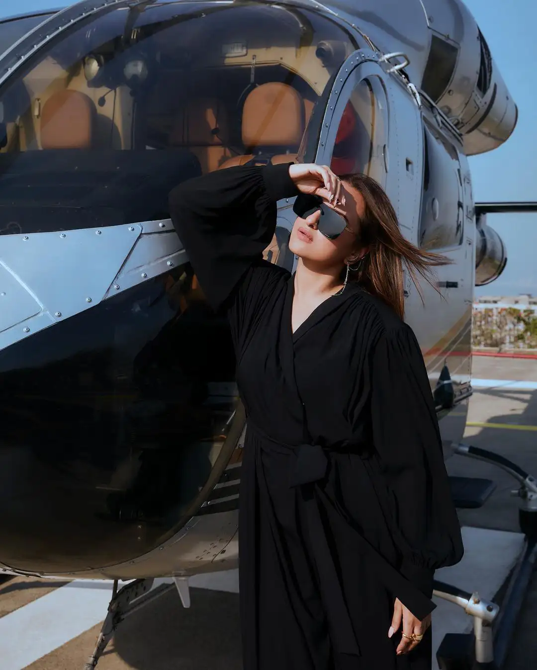 Sonakshi Sinha Stylish Poses with Helicopter