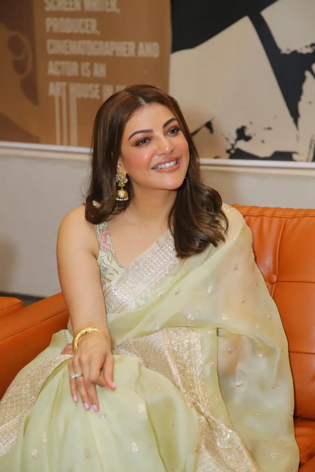 Kajal Aggarwal shines in Saree at Satyabhama Glimpse Launch Event