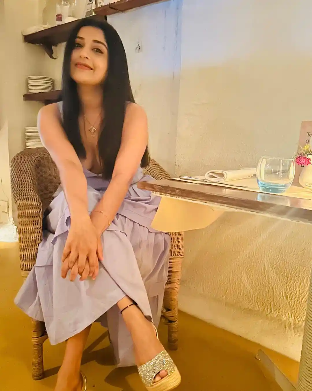 Meera Jasmine shines in Long frock with cute smile