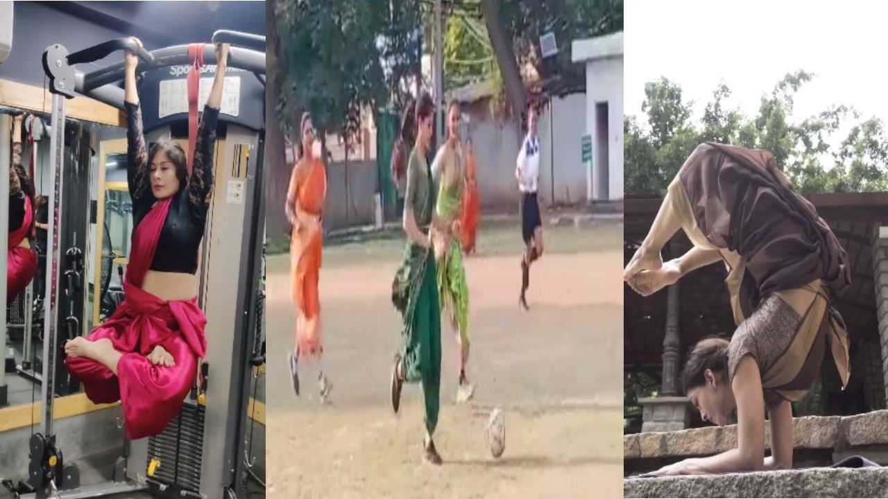 Anything with Saree : చీరకట్టుతో ఎక్సర్ సైజ్, జిమ్నాస్టిక్స్, ఫుట్ బాల్.. ఏదైనా సాధ్యమంటున్న మహిళలు