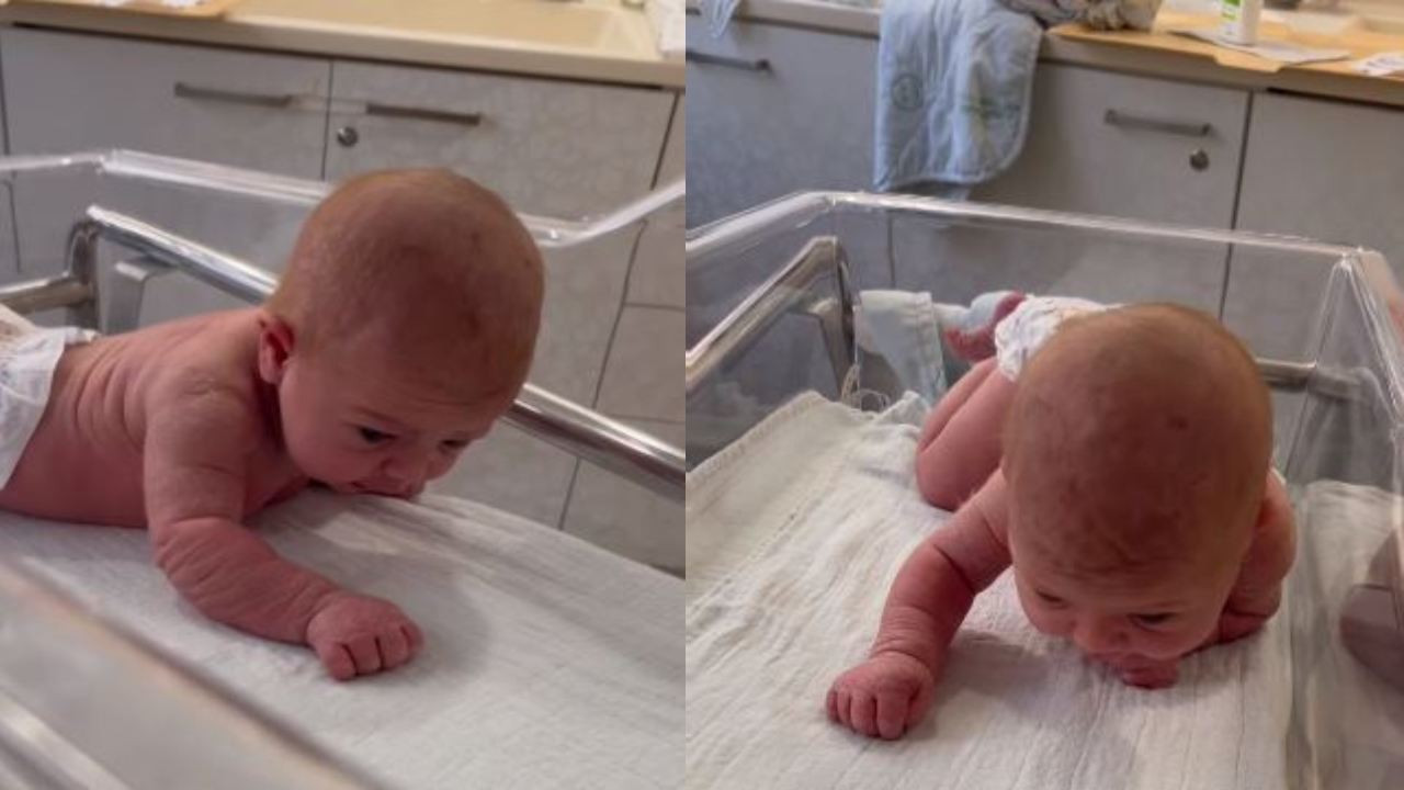3 days old baby shocking video : హాస్పిటల్ బెడ్‌పై తల ఎత్తి పాకుతున్న 3 రోజుల చిన్నారి.. షాకింగ్ వీడియో