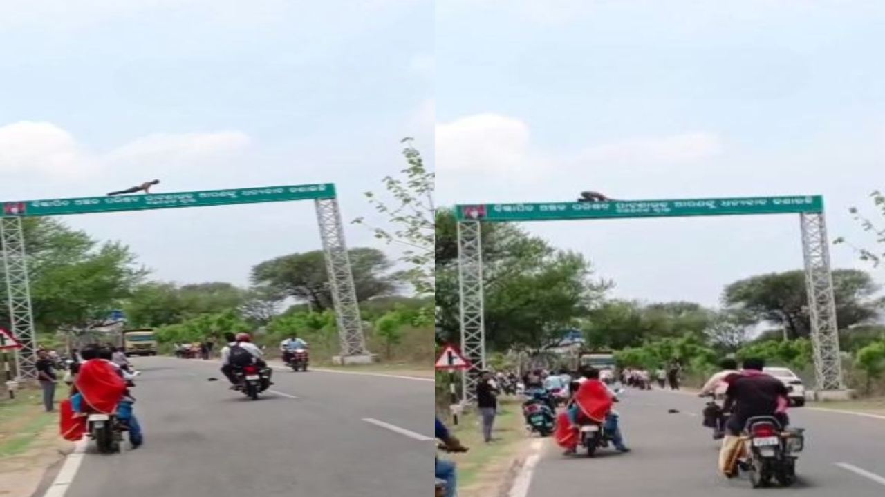 Odisha : మద్యం మత్తులో సైన్ బోర్డుపై పుష్-అప్‌లు చేసిన వ్యక్తి వీడియో వైరల్