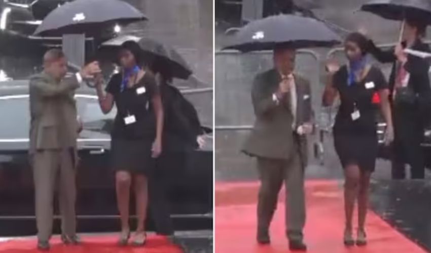 Pakistan PM France Tour : గొడుగు తీసుకెళ్లిపోయిన పాక్ ప్రధాని .. వర్షంలో తడిసిపోయిన మహిళా అధికారి