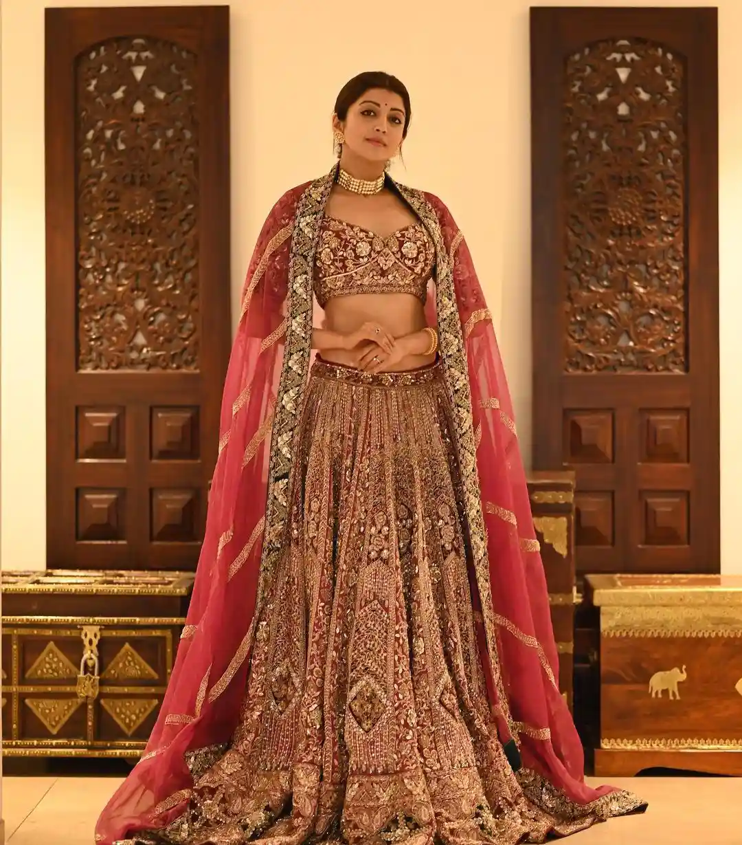 Pranita Subhash Shines in Gagra Choli Dress