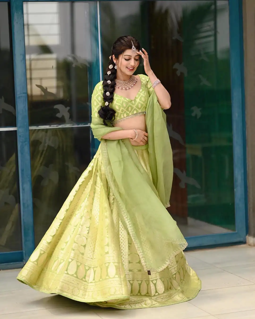 Pranita Subhash Shines in Gagra Choli Dress