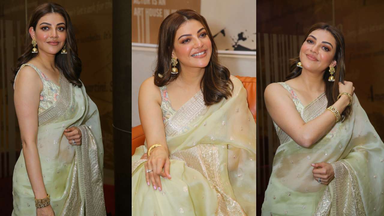 Kajal Aggarwal : చీరలో మెరిసిపోతున్న కాజల్.. చాలా రోజుల తర్వాత తెలుగు ఈవెంట్‌లో..