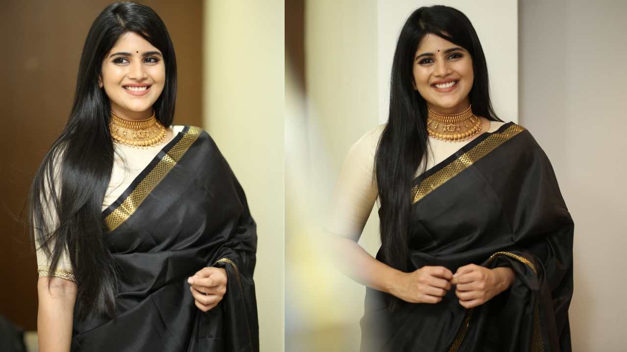 Megha Akash : నలుపు చీరలో నవ్వుతూ.. మేఘ ఆకాష్ ఫొటోలు..