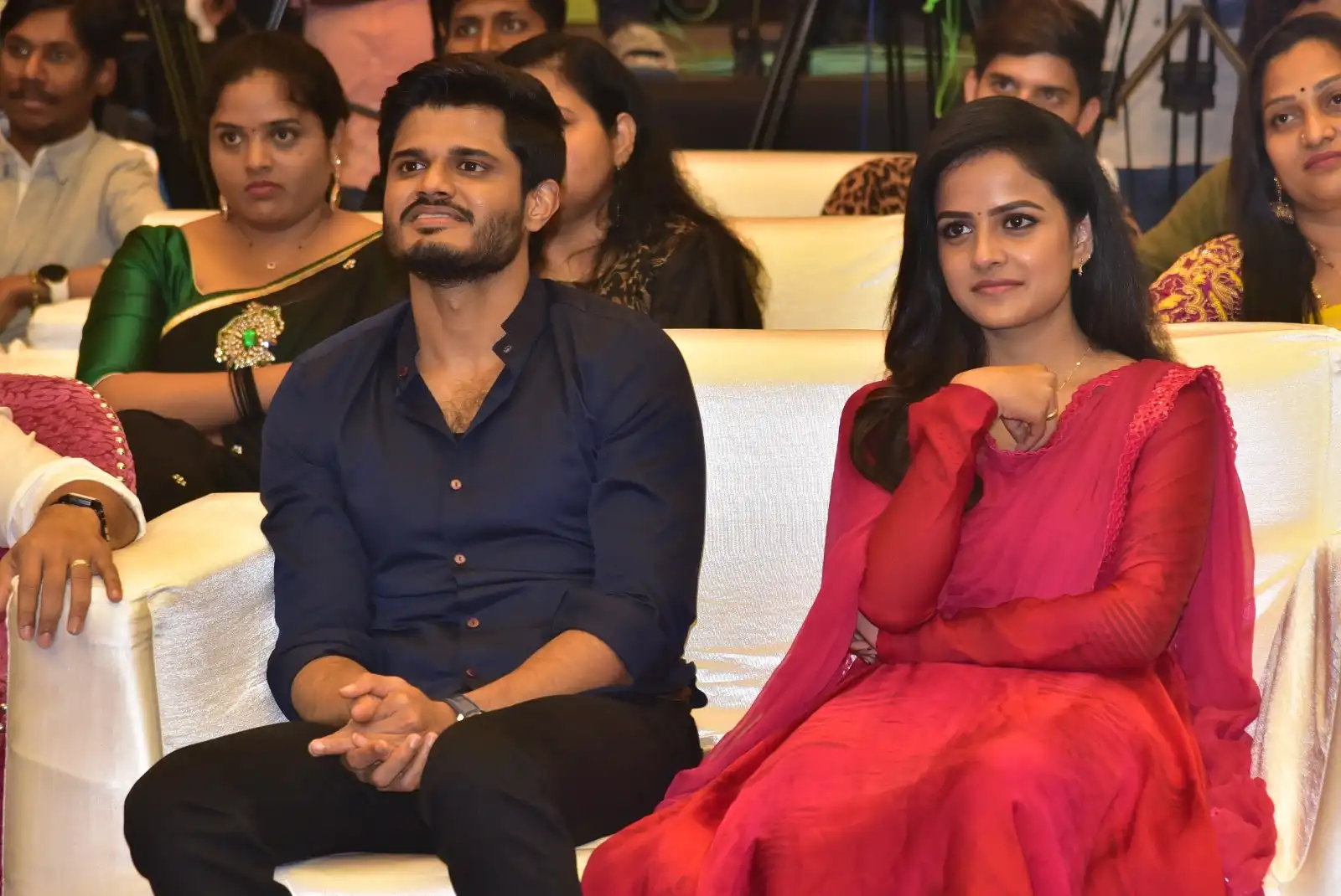 Anand Deverakonda Viraj Ashwin Vaishnavi Chaitanya Allu Arjun at Baby movie event
