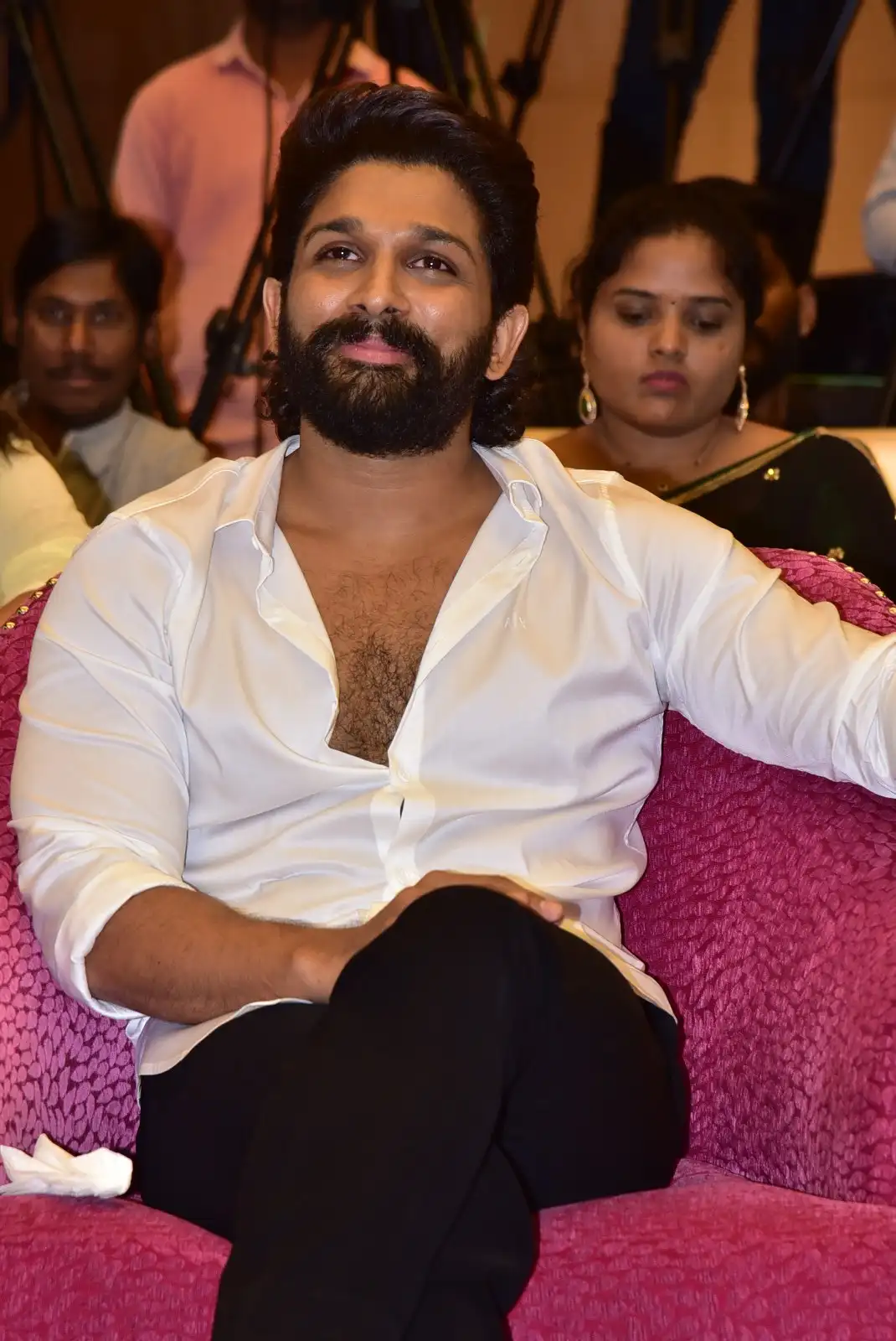 Anand Deverakonda Viraj Ashwin Vaishnavi Chaitanya Allu Arjun at Baby movie event