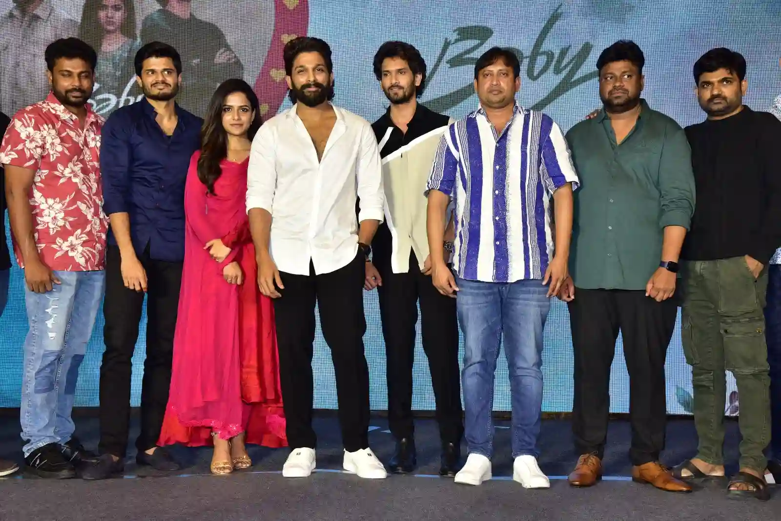 Anand Deverakonda Viraj Ashwin Vaishnavi Chaitanya Allu Arjun at Baby movie event