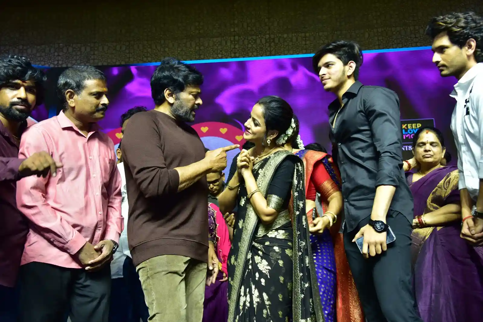 Anand Deverakonda Viraj Ashwin Vaishnavi Chaitanya Chiranjeevi at Baby movie event