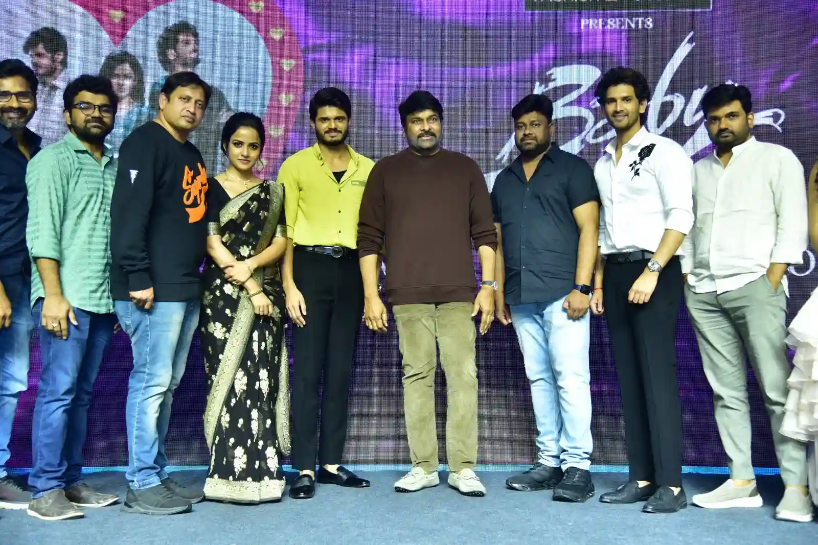 Anand Deverakonda Viraj Ashwin Vaishnavi Chaitanya Chiranjeevi at Baby movie event