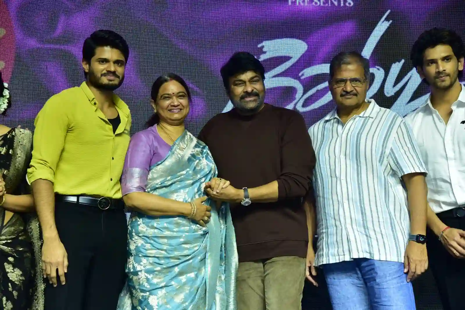 Anand Deverakonda Viraj Ashwin Vaishnavi Chaitanya Chiranjeevi at Baby movie event