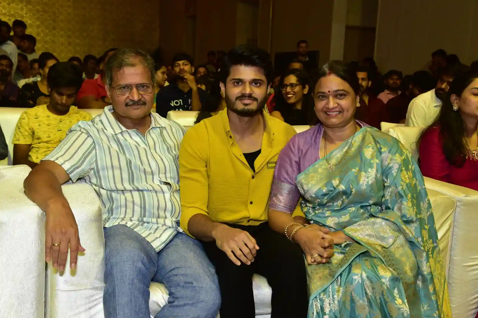 Anand Deverakonda Viraj Ashwin Vaishnavi Chaitanya Chiranjeevi at Baby movie event