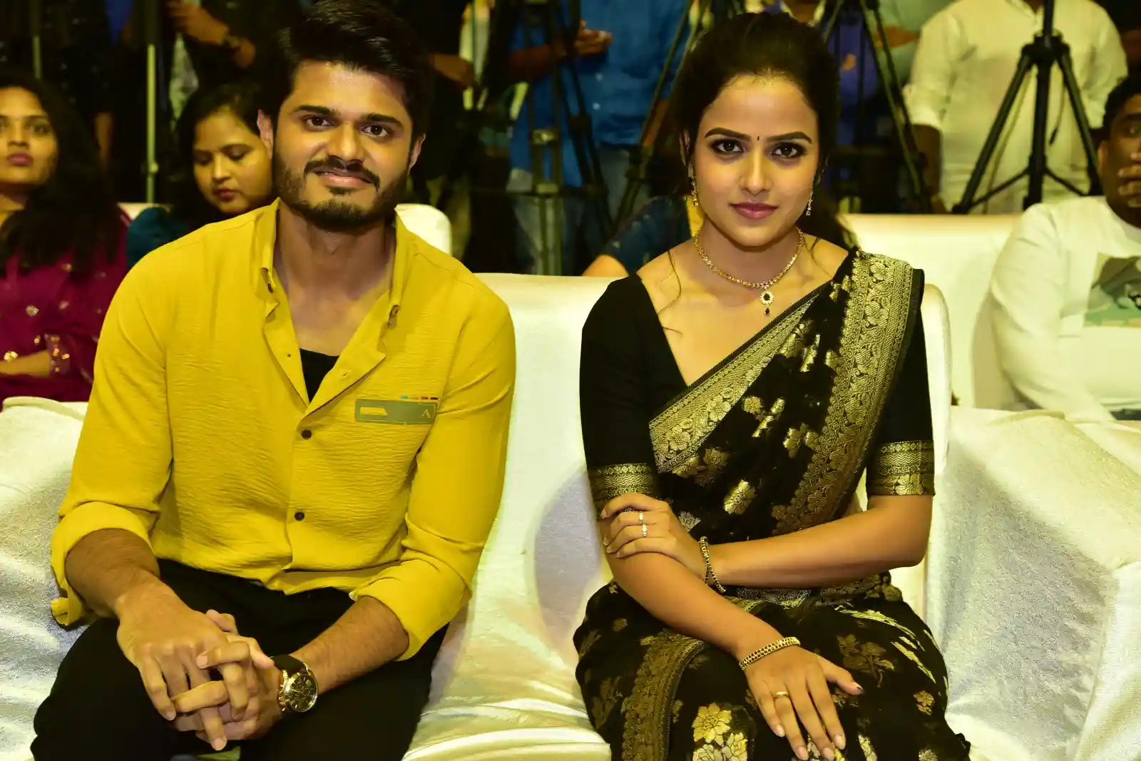 Anand Deverakonda Viraj Ashwin Vaishnavi Chaitanya Chiranjeevi at Baby movie event