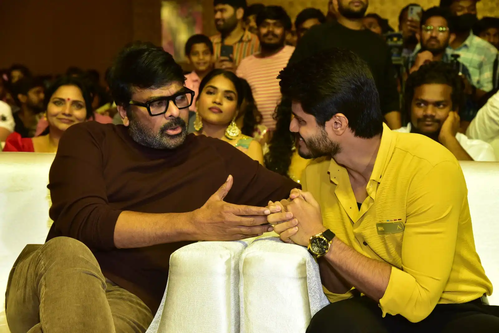 Anand Deverakonda Viraj Ashwin Vaishnavi Chaitanya Chiranjeevi at Baby movie event