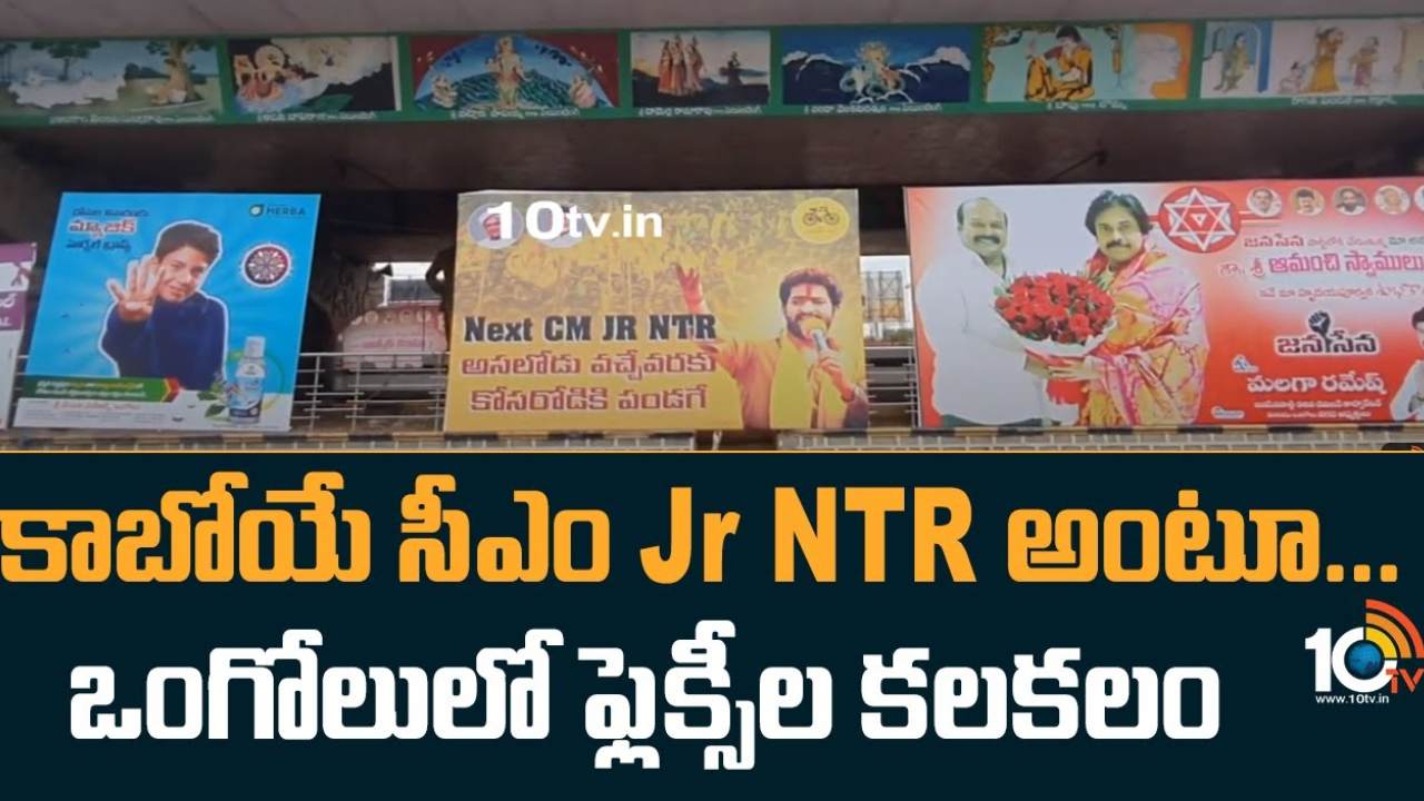 Junior NTR Flexies : కాబోయే సీఎం జూనియర్ ఎన్టీఆర్ అంటూ ఒంగోలులో ఫ్లెక్సీలు.. వైసీపీ పనేనని అనుమానిస్తున్న టీడీపీ