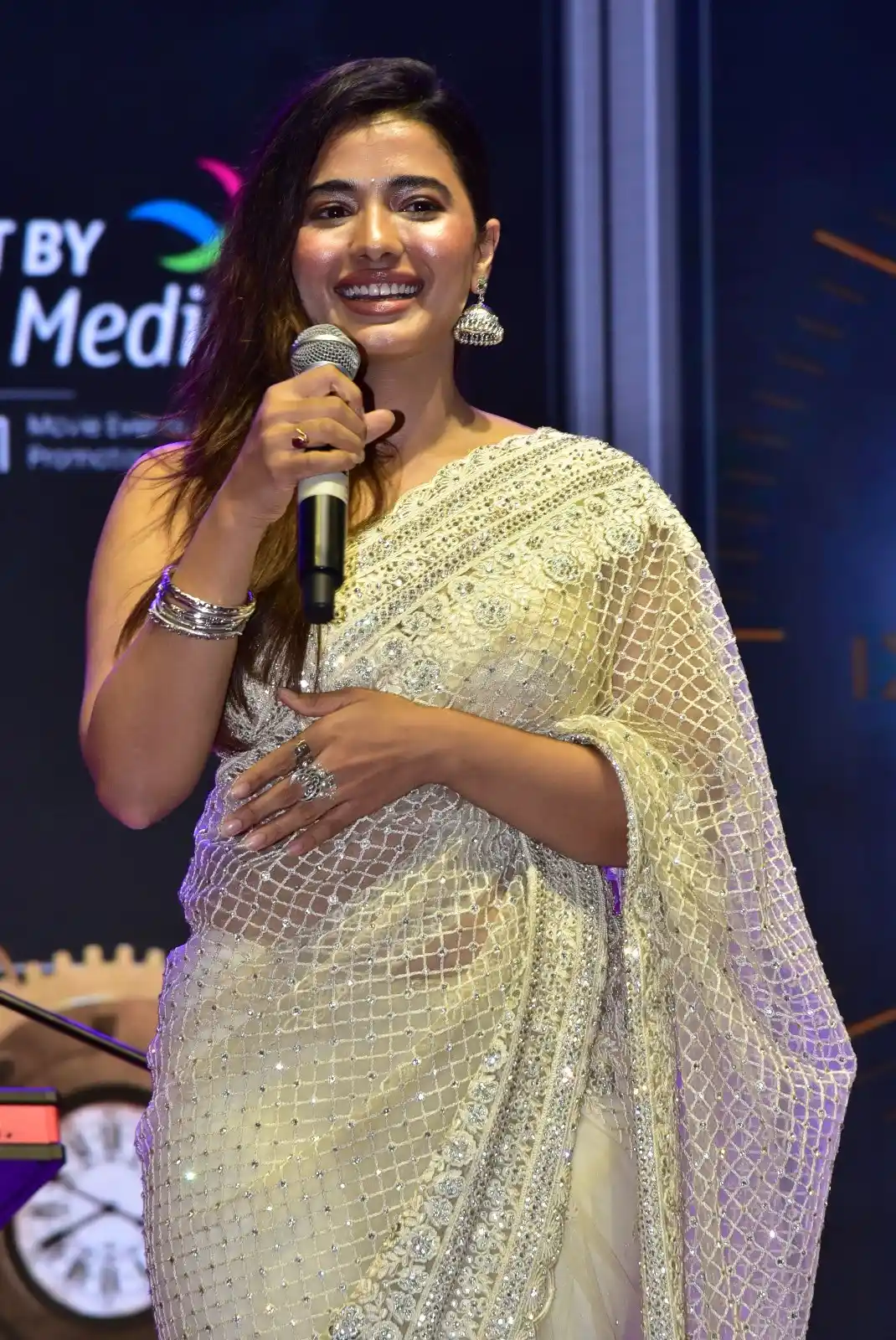 Ketika Sharma Cute looks in Saree at Bro Movie Pre Release Event