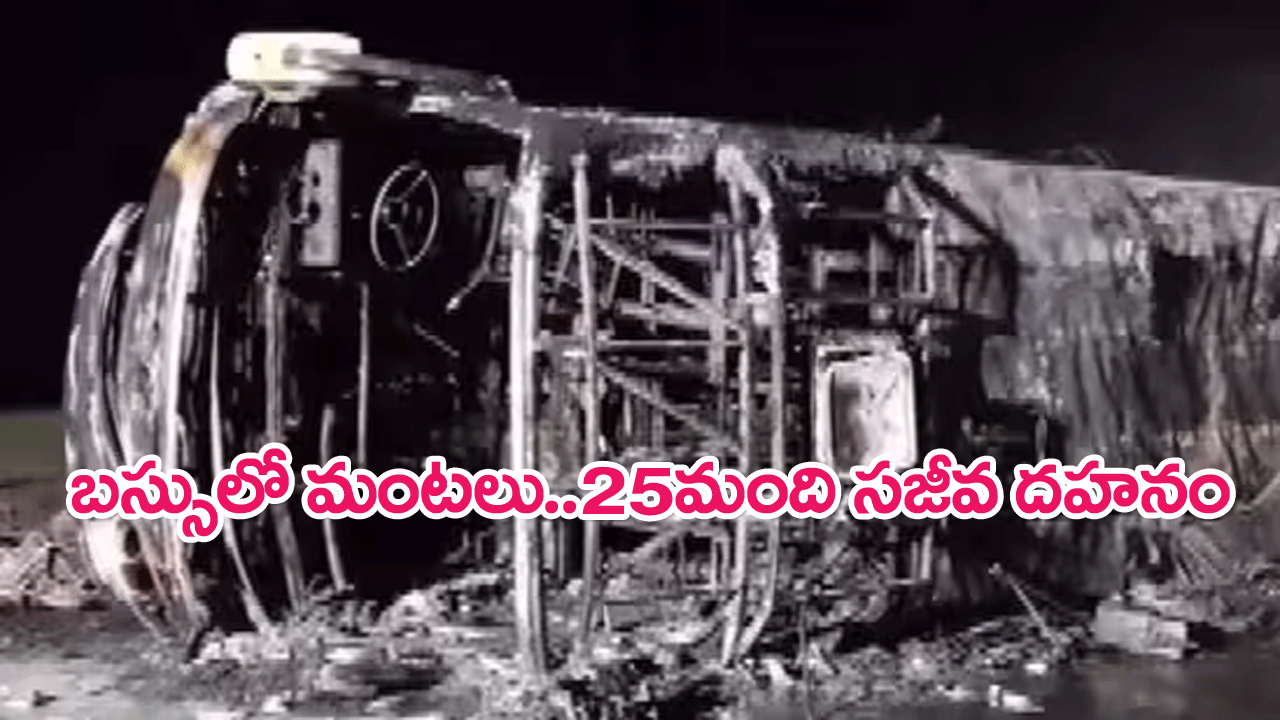 Maharashtra Bus Catches Fire : మహారాష్ట్ర బస్సులో మంటలు..25మంది మృతి