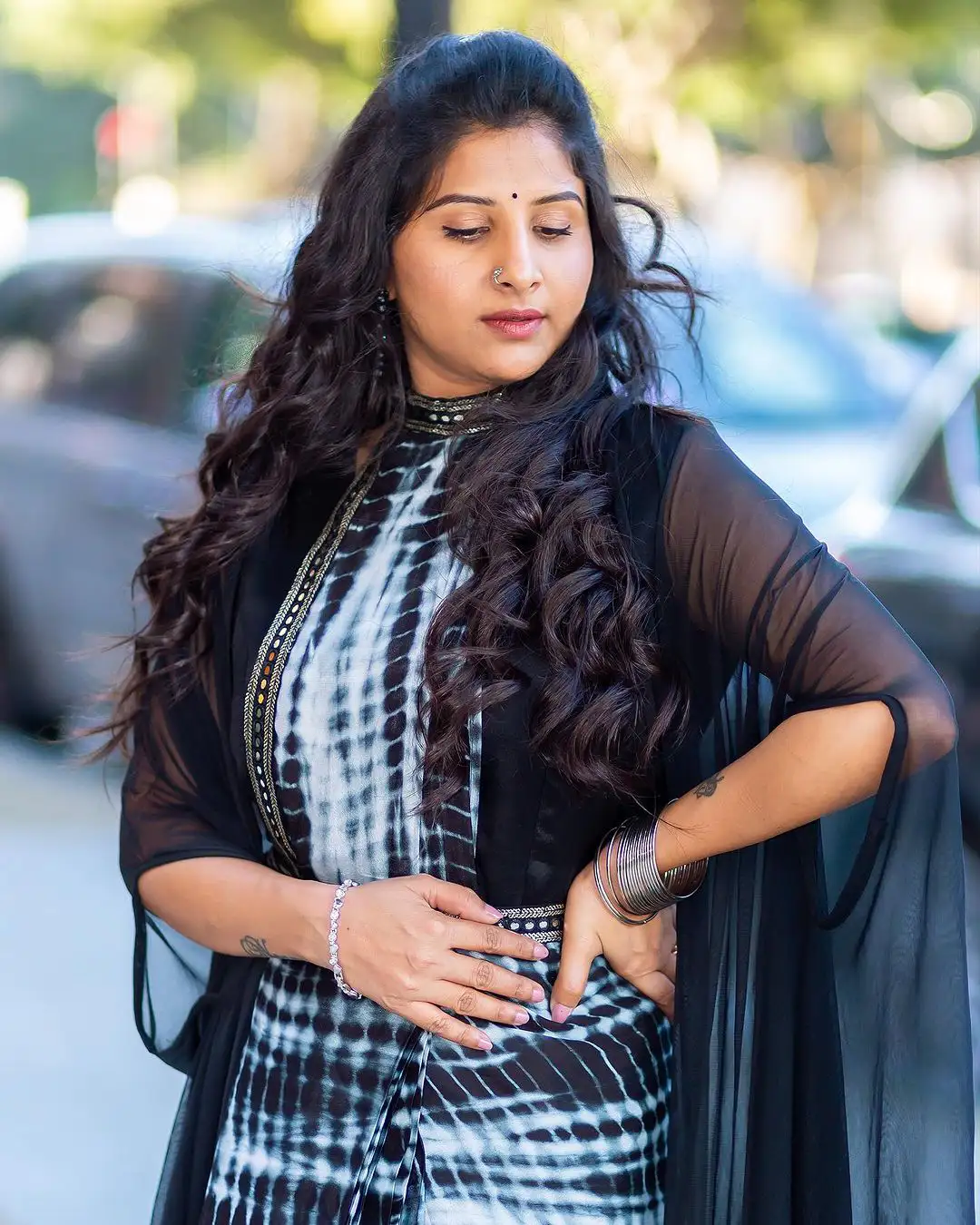 Singer Mangli Photos in Saree