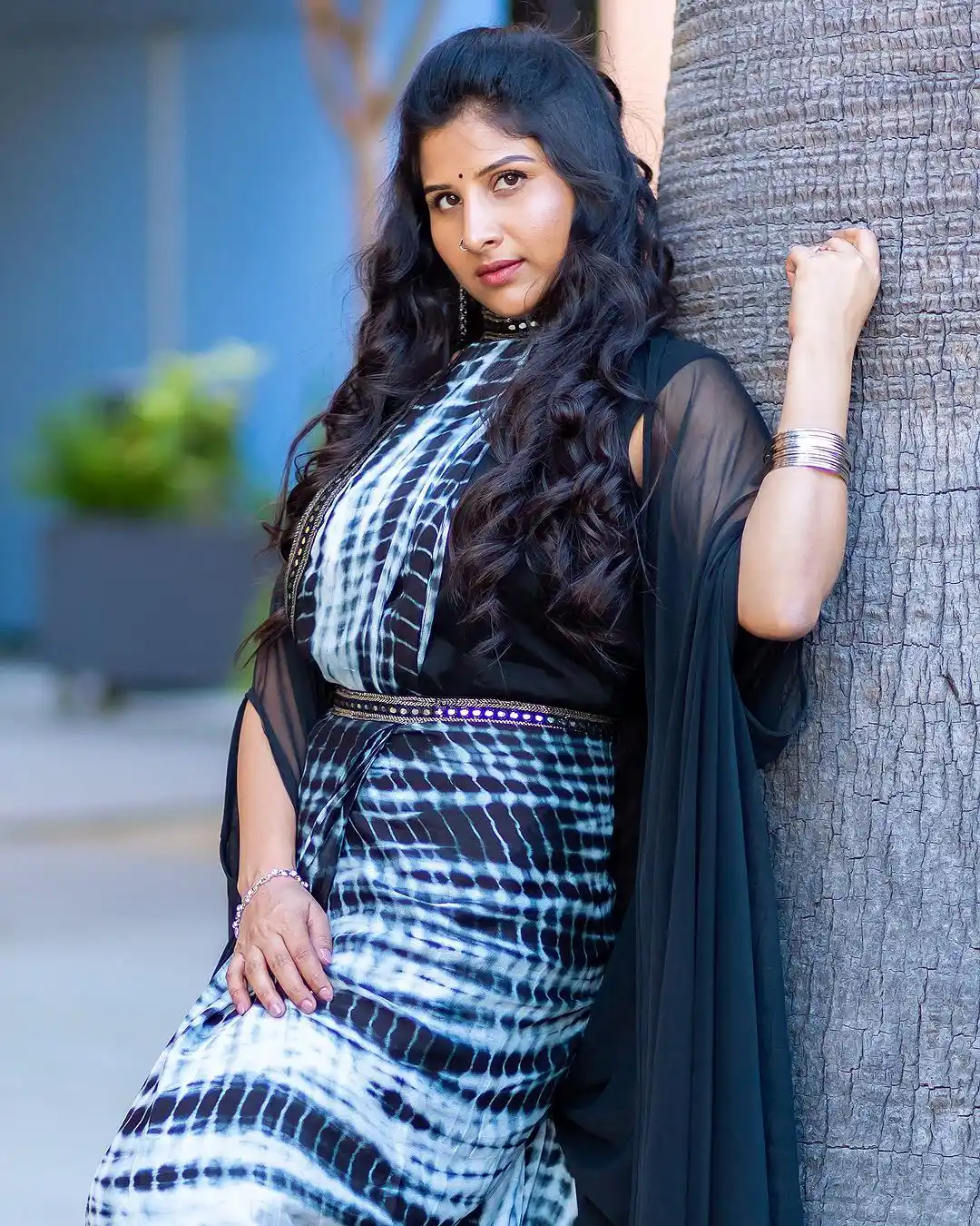Singer Mangli Photos in Saree
