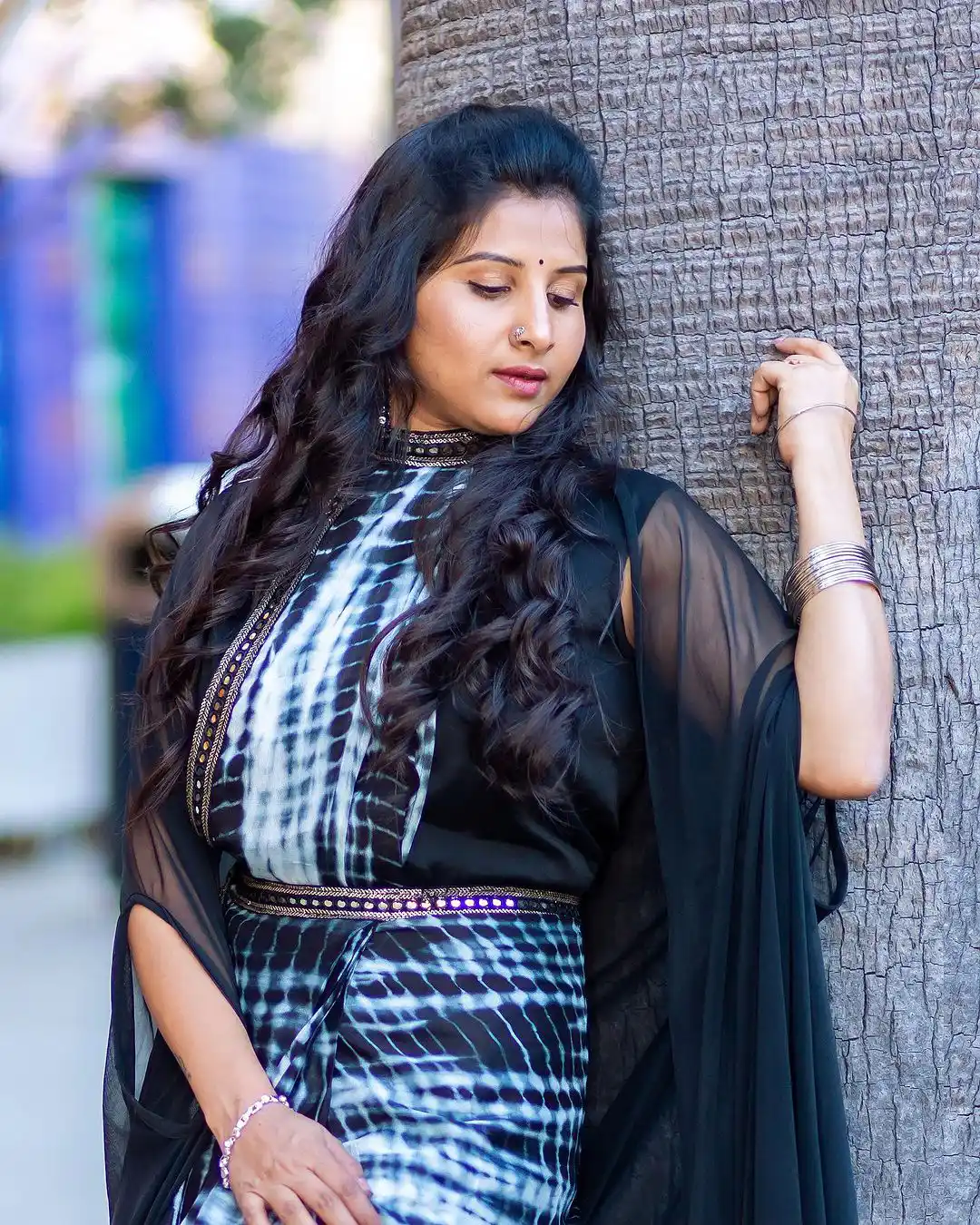 Singer Mangli Photos in Saree