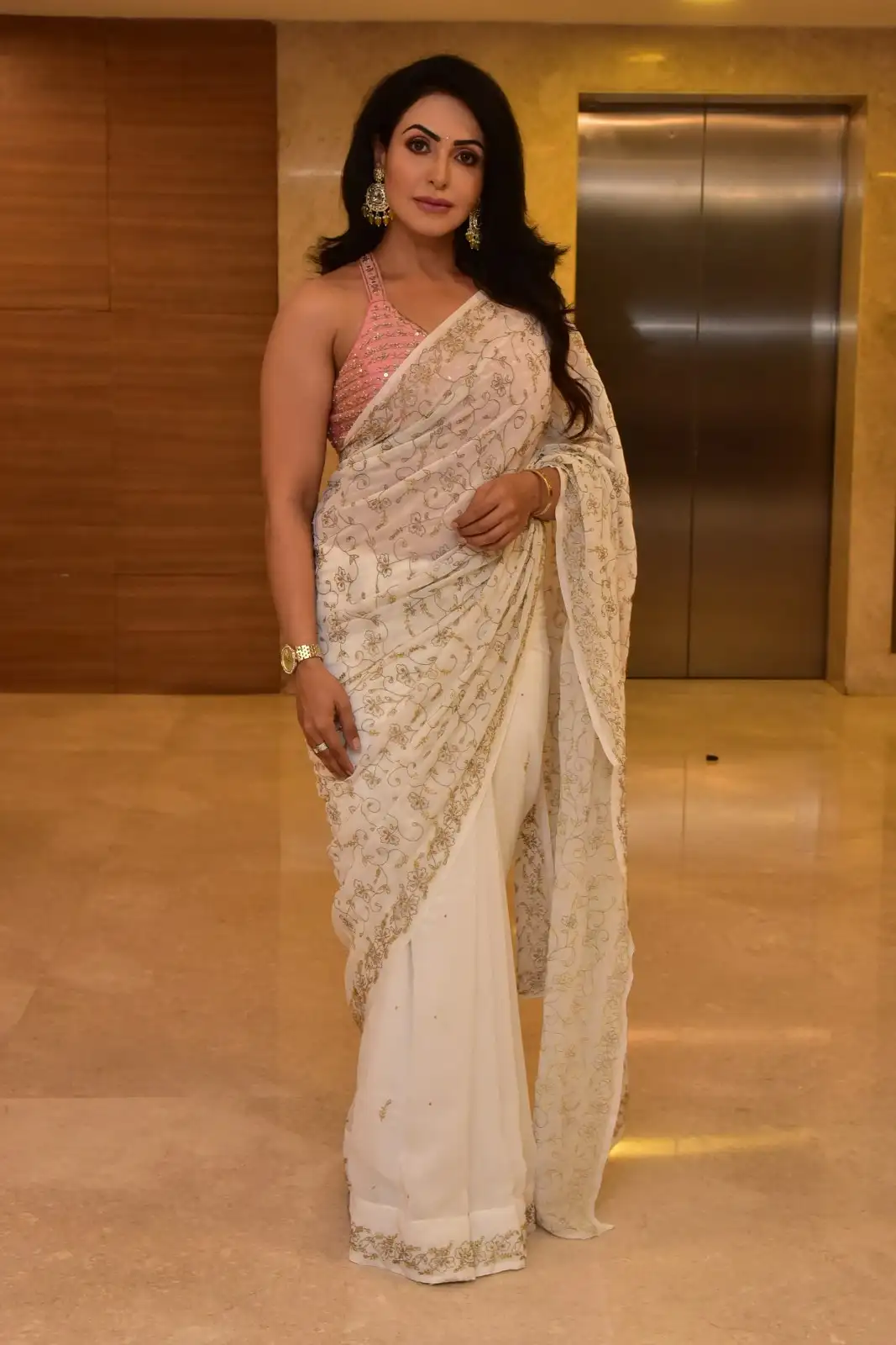 Nandini Rai Shines in Saree at Bhaag Saale Movie Pre Release Event