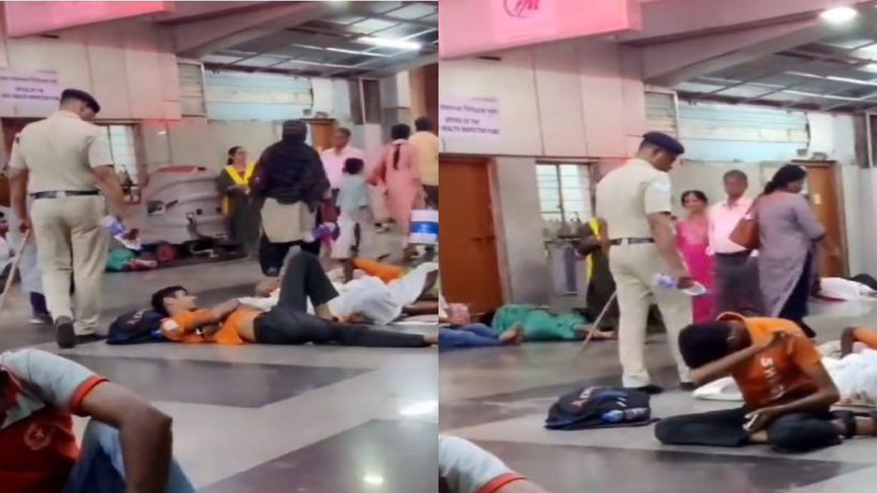 Pune : రైల్వే ప్లాట్‌ఫామ్‌పై నిద్రిస్తున్న ప్రయాణికులపై నీళ్లు పోసిన పోలీస్ .. ‘రిప్ హ్యుమానిటీ’ అంటూ స్పందించిన నెటిజన్లు