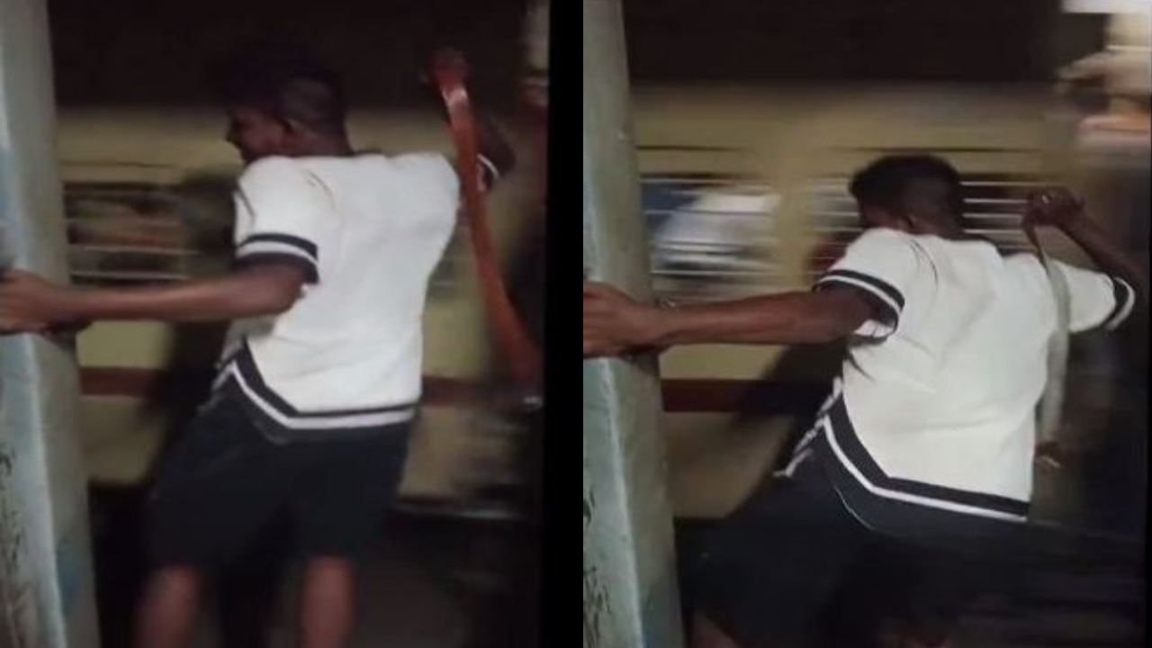 Bihar : యువకుడి పైశాచికత్వం .. ట్రైన్ డోర్ దగ్గర నిలబడి ఎదురుగా వెళ్తున్న ట్రైన్‌లోని ప్రయాణికుల్ని బెల్టుతో కొట్టాడు
