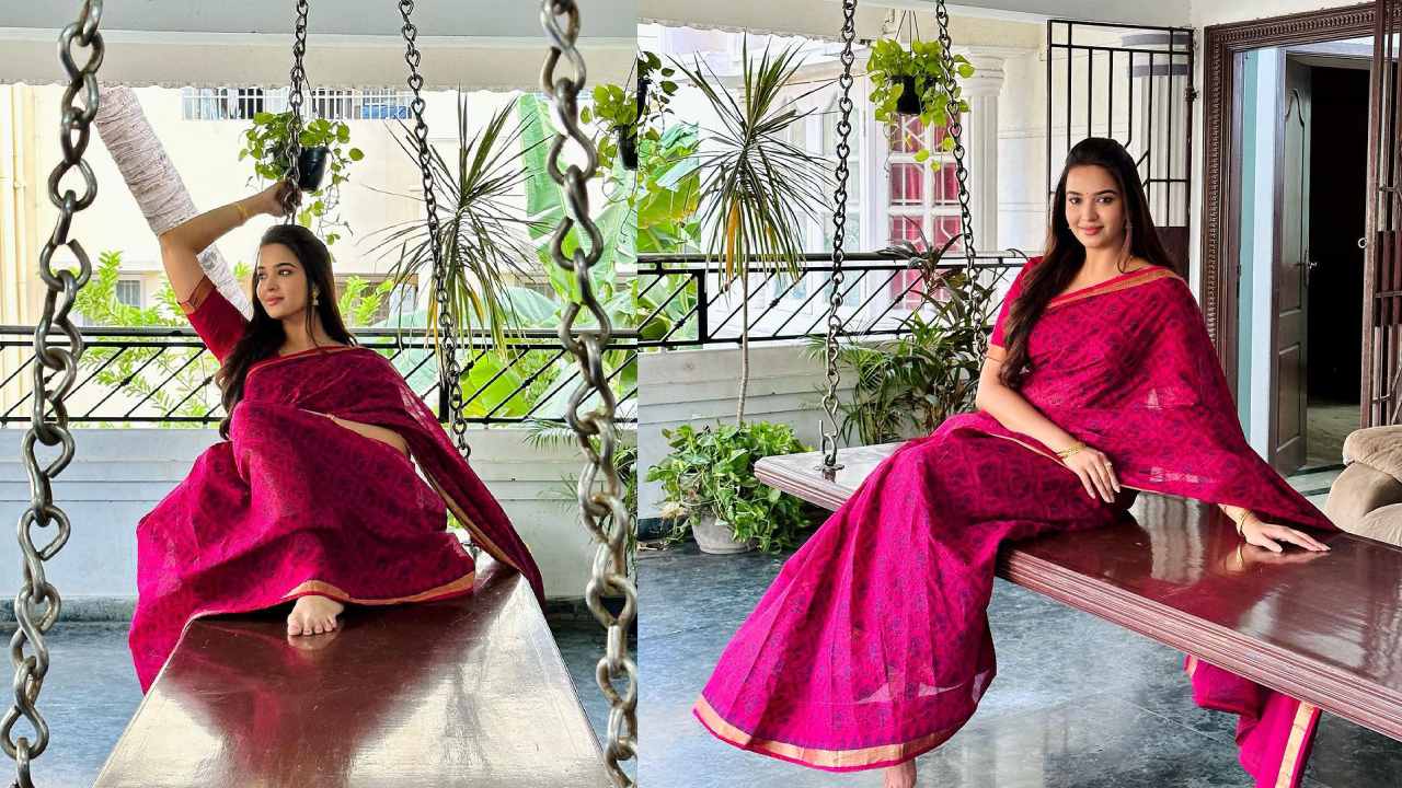 Pujita Ponnada : చీరలో ఊయలపై ఊరిస్తున్న పూజిత పొన్నాడ..