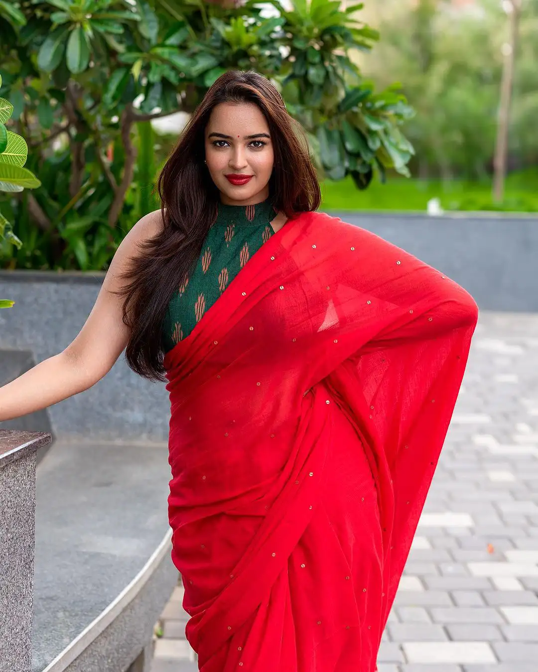 Pujita Ponnada Spicy Photo Shoot in Red Saree