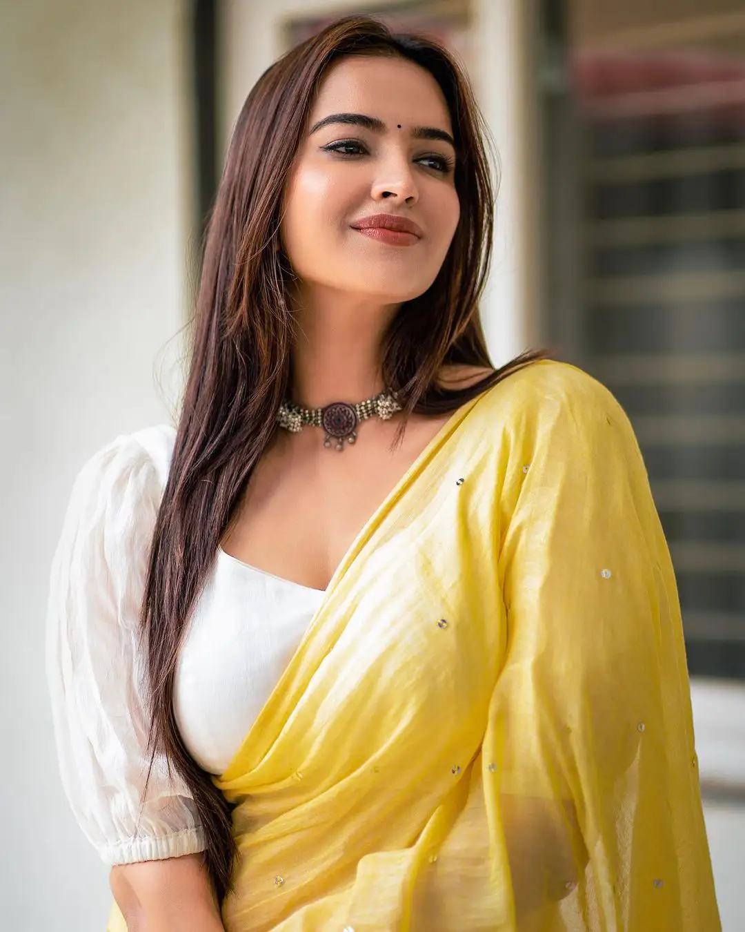 Pujita Ponnada Cute looks in Saree