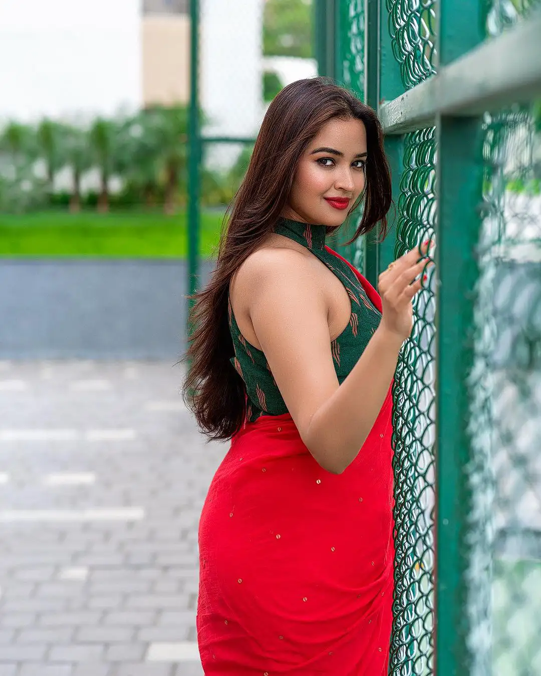 Pujita Ponnada Spicy Photo Shoot in Red Saree