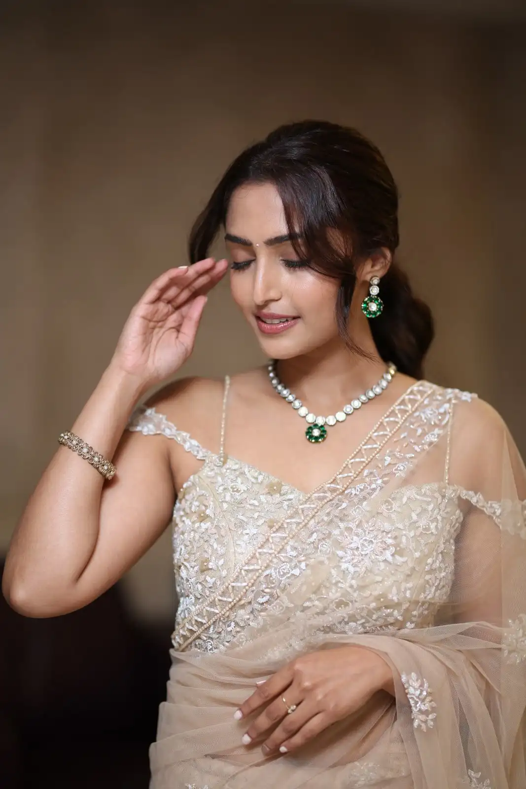 Reba Monica John shines in Saree at Samajavaragamana Movie Success Meet