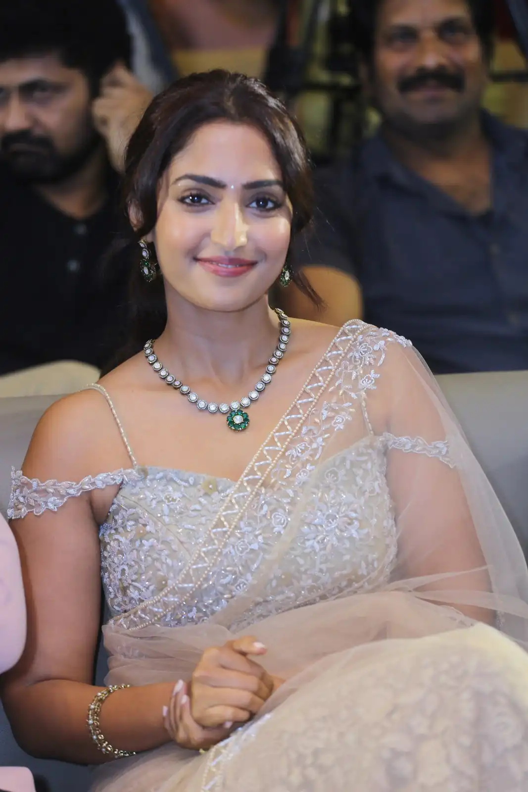Reba Monica John shines in Saree at Samajavaragamana Movie Success Meet