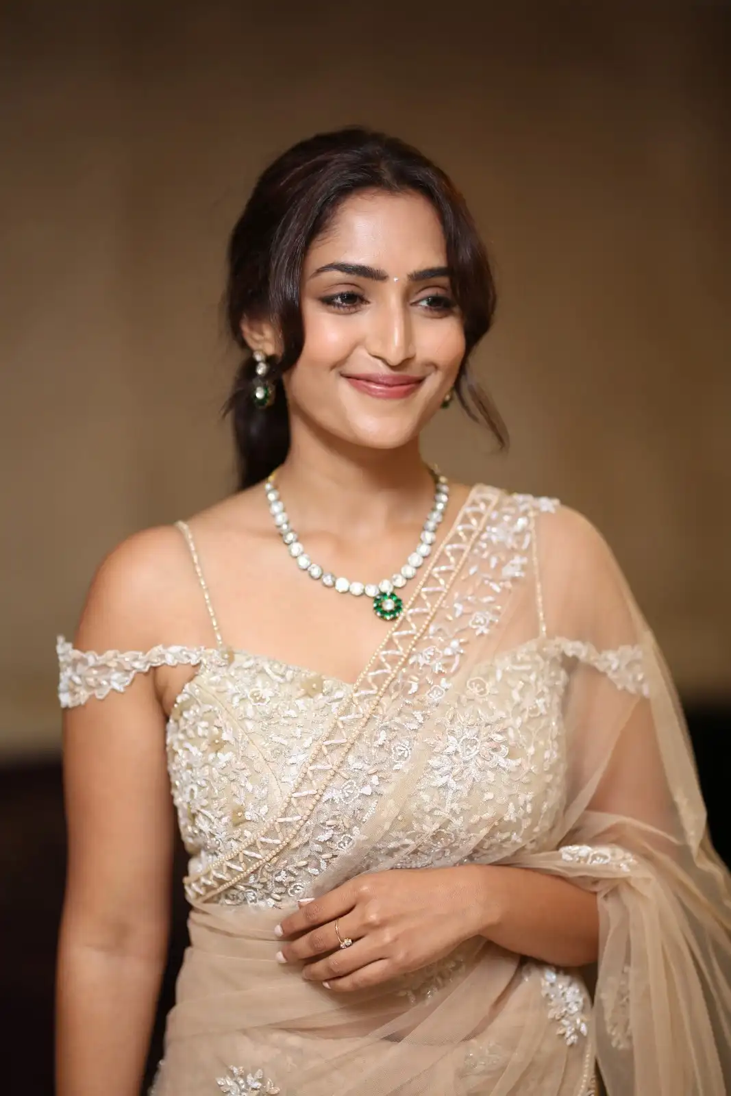 Reba Monica John shines in Saree at Samajavaragamana Movie Success Meet