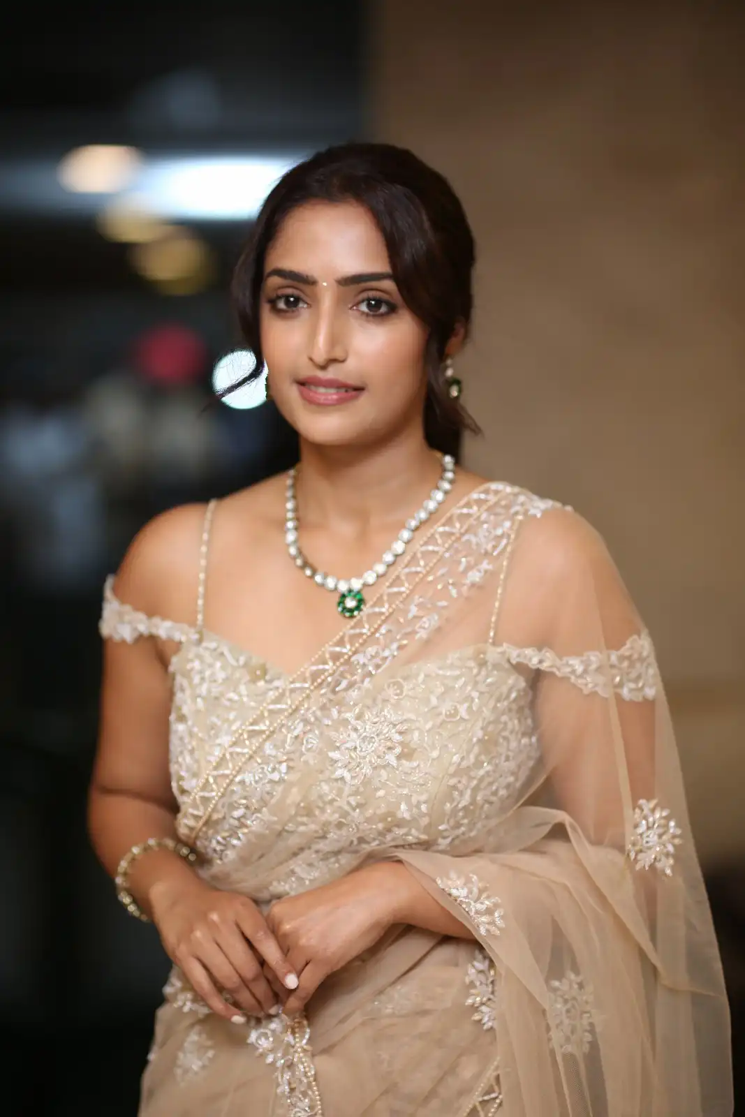 Reba Monica John shines in Saree at Samajavaragamana Movie Success Meet