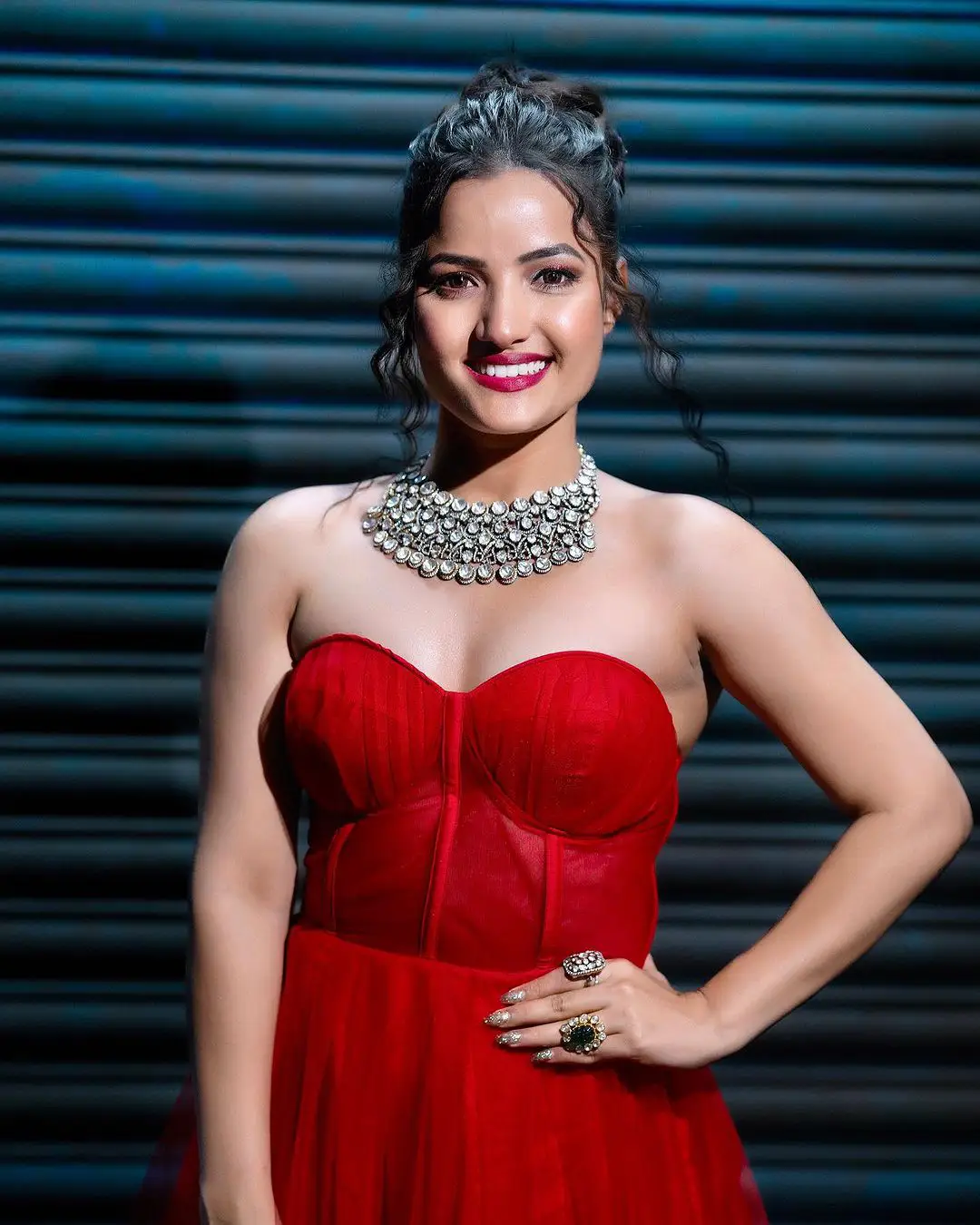 Siri Hanumanthu Dazzling looks in Red Dress