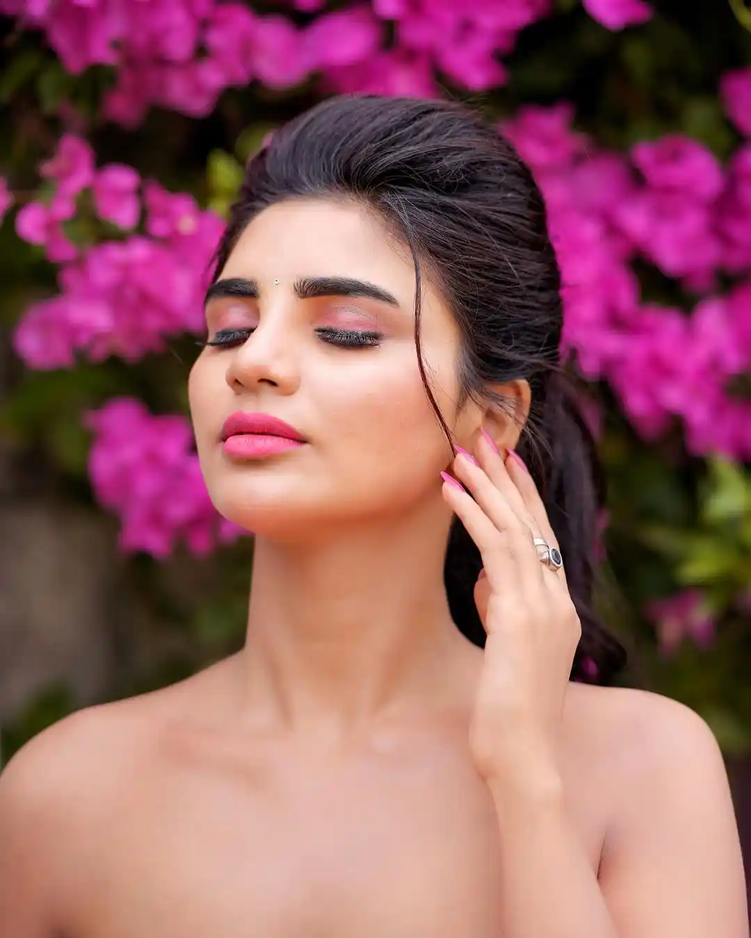 Varsha special Photo Shoot in Pink Dress