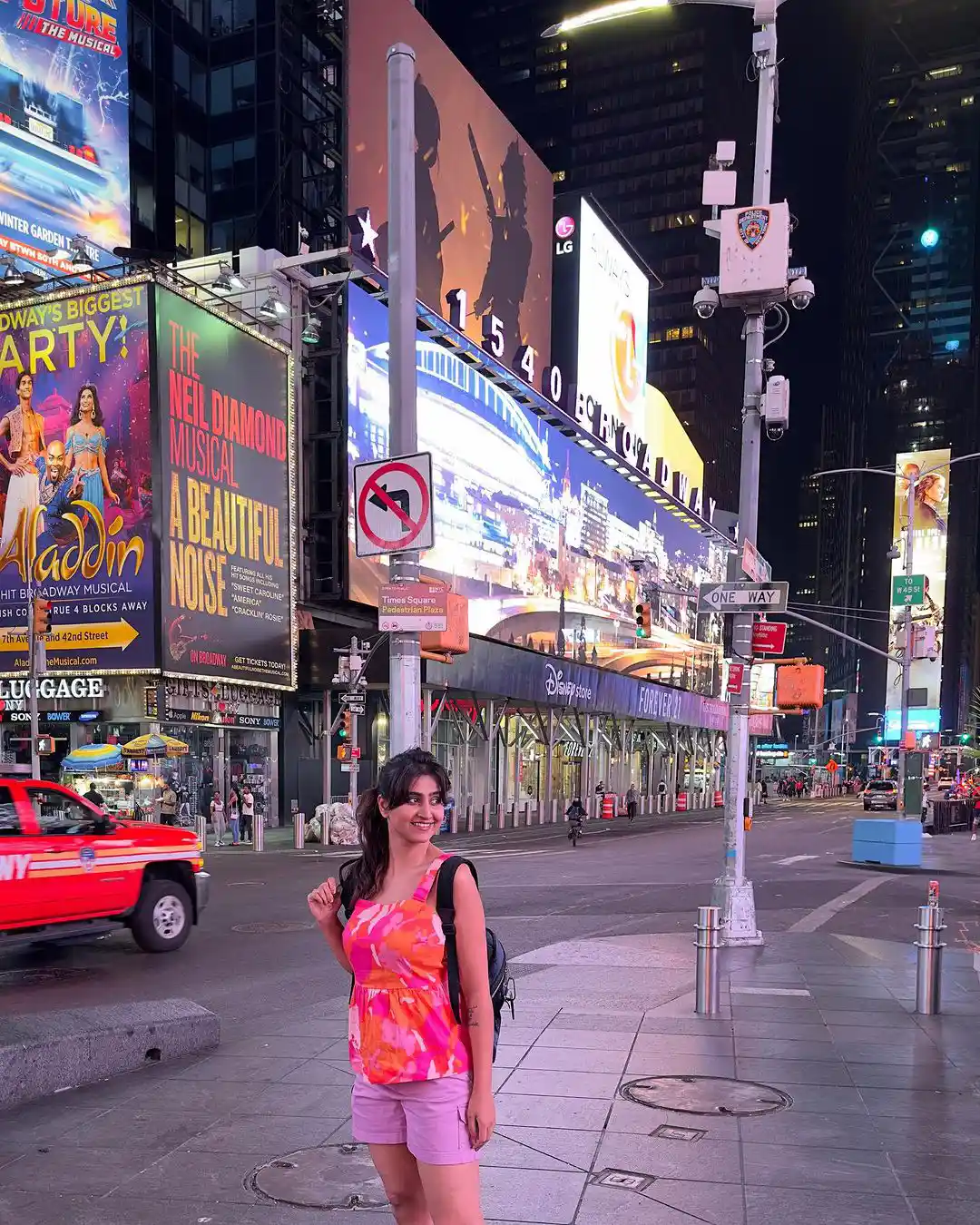Varshini Sounderajan Poses at New york Times Square