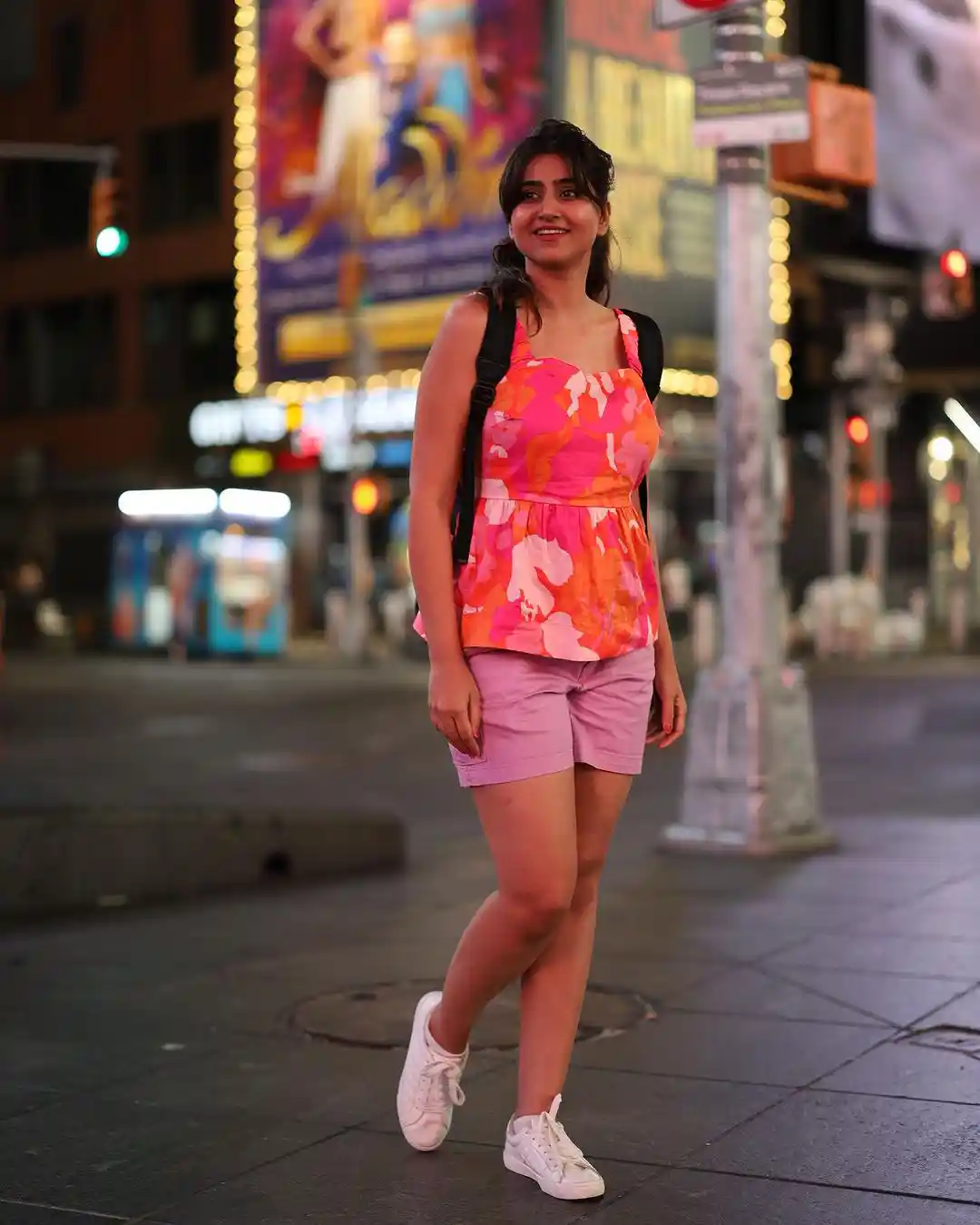 Varshini Sounderajan Poses at New york Times Square