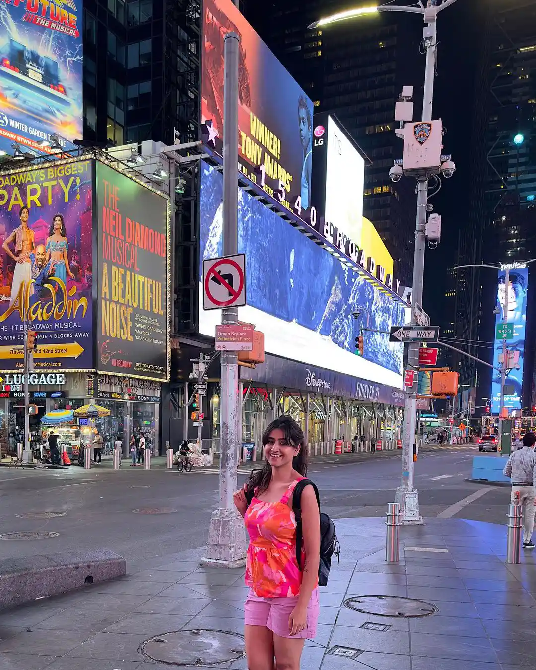 Varshini Sounderajan Poses at New york Times Square