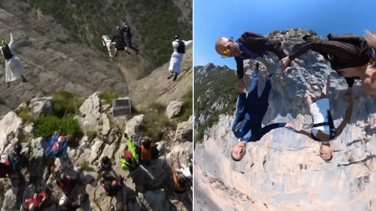 Skydiving Wedding: ఇది నిజంగా వెరైటీనే..! ఎత్తైన కొండపై నుండి స్కైడైవింగ్ చేస్తూ పెళ్లిచేసుకున్న నూతన జంట.. వీడియో వైరల్