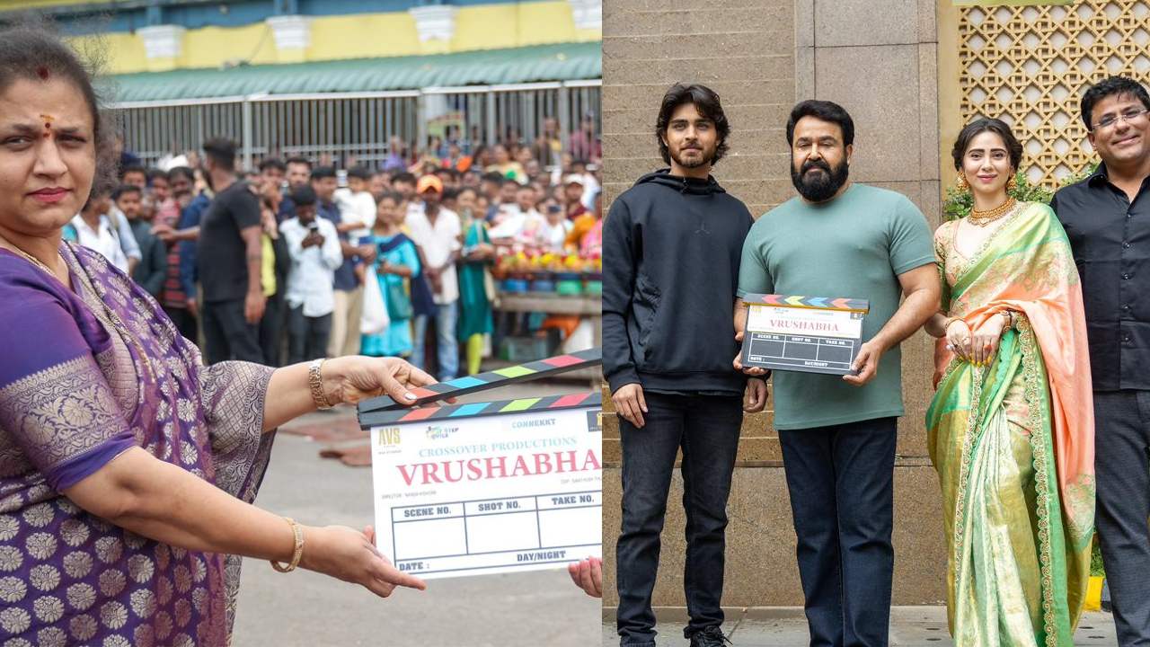 Vrushabha : మోహన్ లాల్, రోషన్ పాన్ ఇండియా సినిమా ‘వృషభ’ మొదలు.. పూజాకార్యక్రమాల్లో శ్రీకాంత్ భార్య..