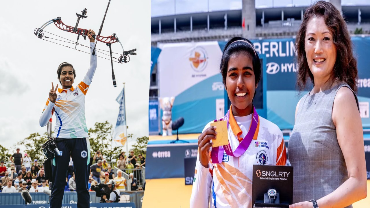 World Archery Championships : అద‌ర‌గొట్టిన అదితి.. స్వ‌ర్ణం.. 17 ఏళ్లకే  సీనియర్ ప్రపంచ ఛాంపియన్‌గా..