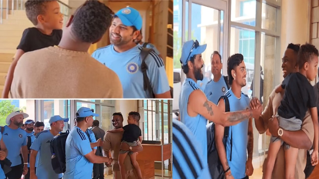 IND vs WI : భార‌త జ‌ట్టుకు కొడుకుతో క‌లిసి వెల్‌క‌మ్ చెప్పిన మాజీ సీఎస్‌కే ఆల్‌రౌండ‌ర్‌.. గుర్తు ప‌ట్టారా..?