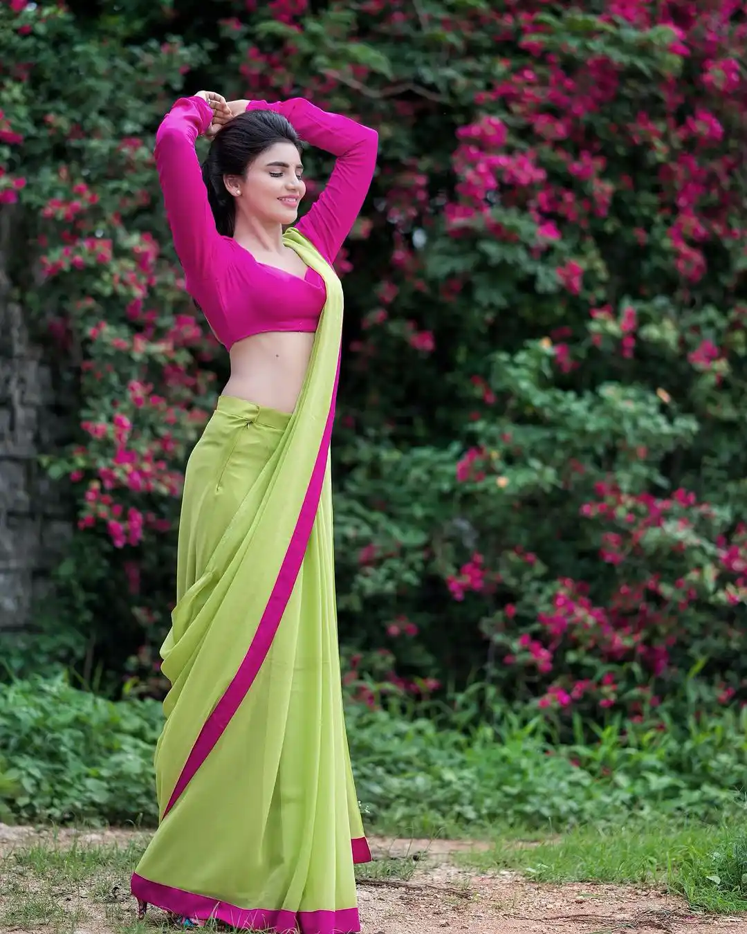 Jabardasth Varsha shares latest saree photos in her instagram