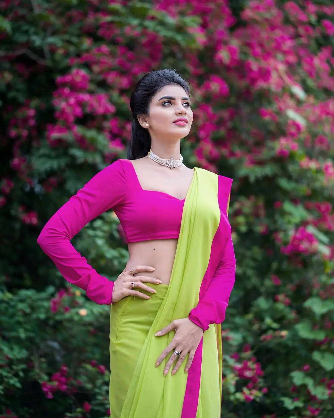 Jabardasth Varsha shares latest saree photos in her instagram