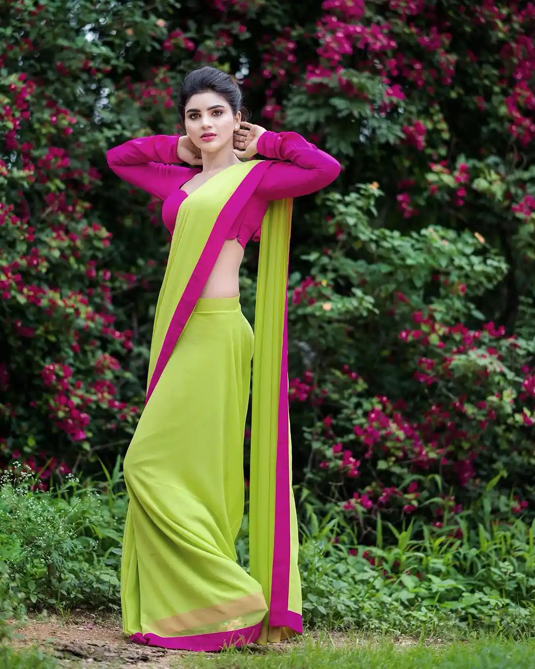 Jabardasth Varsha shares latest saree photos in her instagram